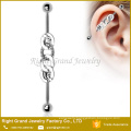 Titanium Plated Surgical Steel Rope Chain Industrial Barbell Earring